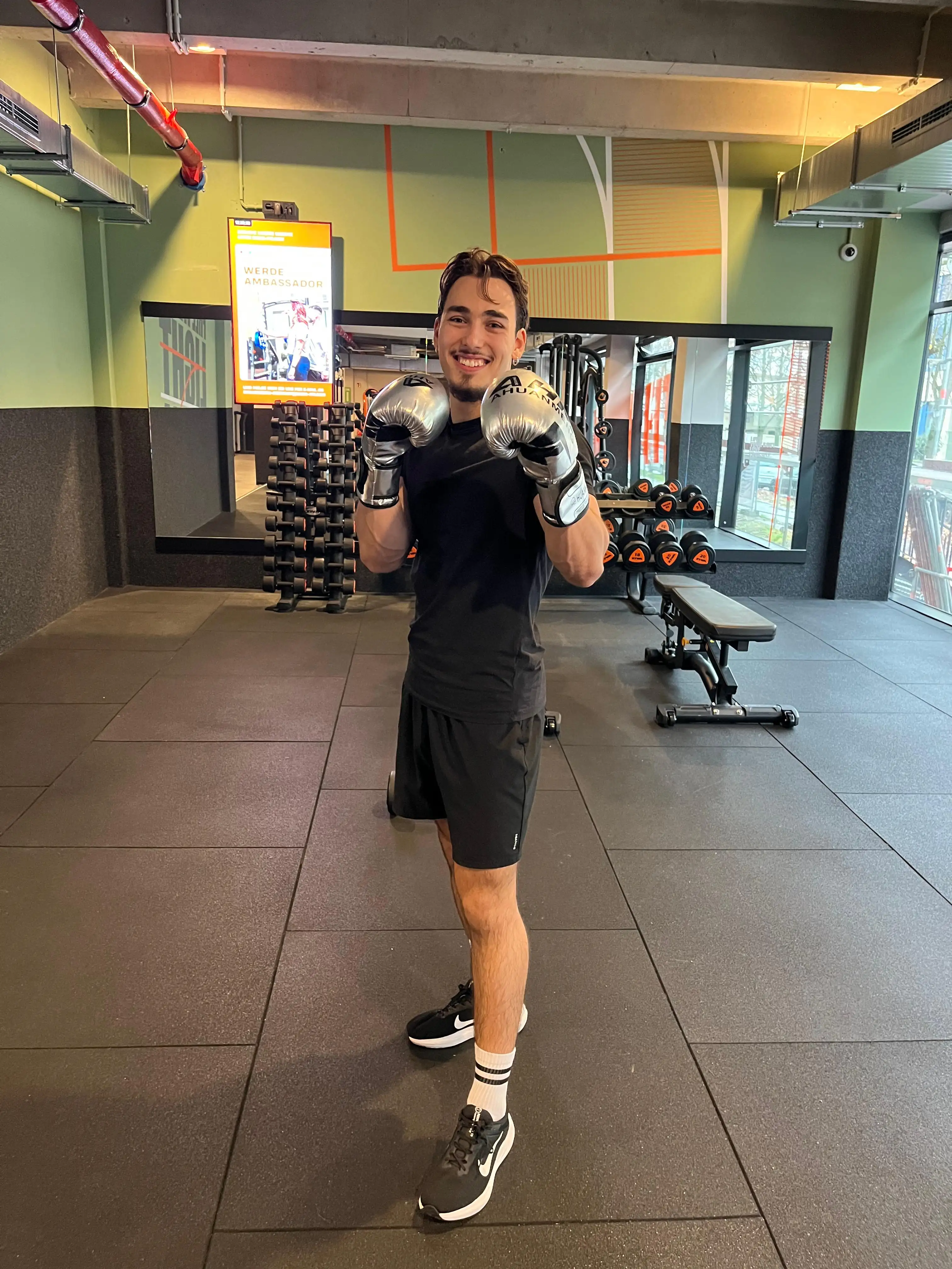 man working out in a gym